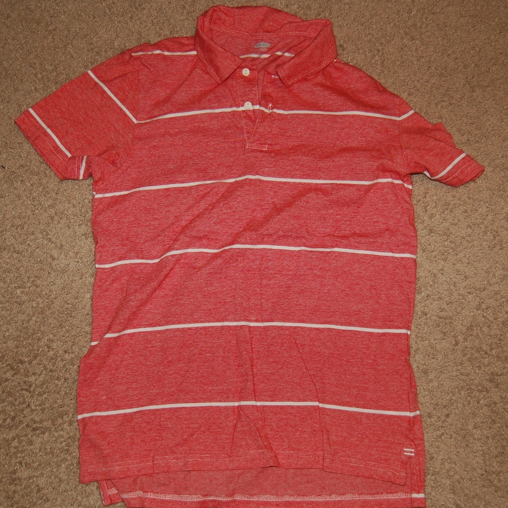 Salmon Color Striped Polo